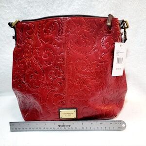 Tignanello Red Embossed Hobo handbag new